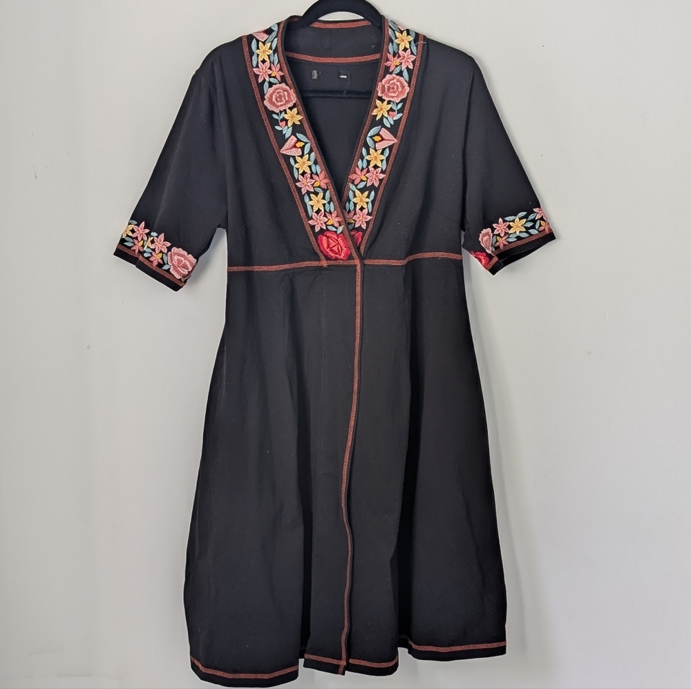 Embroidered Black Dress
